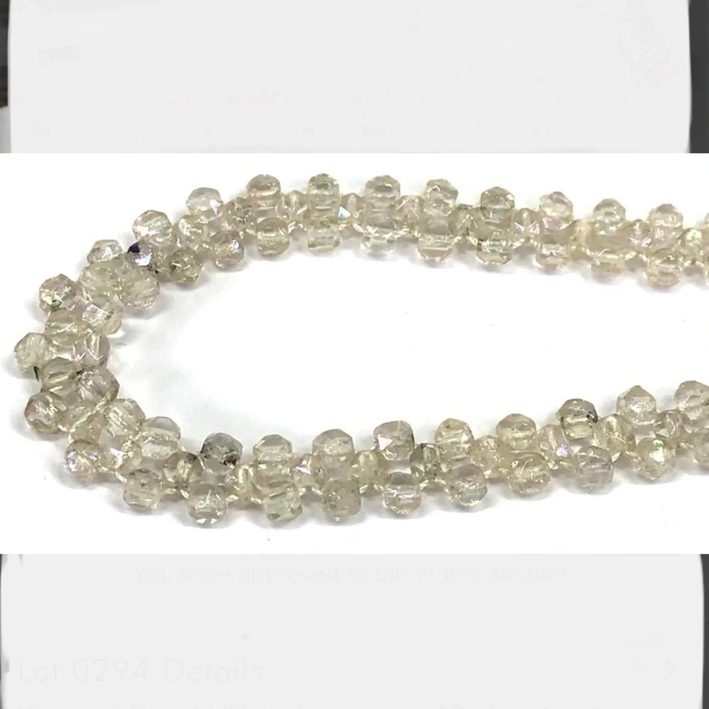 Vintage‎ 14K gold filled clasp woven AB glass beads necklace.
